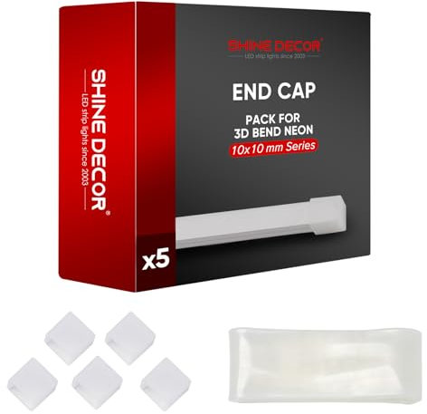 Shine Decor Endkappen für 10 x 10 mm 3D-gebogene LED-Neon-Lichterkette, 5 Stück