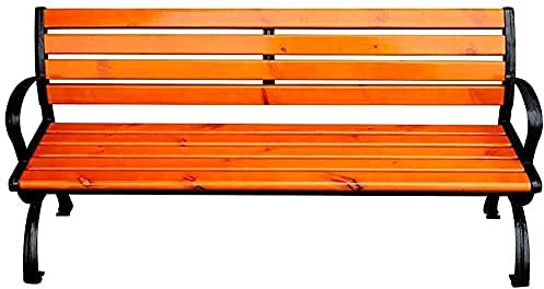 Outdoor-Bank, Terrassenbank, Veranda-Möbel, Outdoor-Parkbank, korrosionsbeständig, Massivholz, Metall, Gartenbank, Außenterrasse (120 cm) (150 cm)