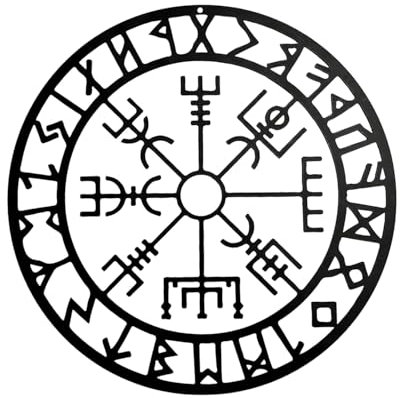 Wikinger Kompass Wand, Wandskulpturen Wikinger Deko, Metall Wand Deko Wandkunst, Metal Wand Deko, Schwarzes, Hohles Design, Geeignet Für Schlafzimmer, Wohnzimmer Und Hausdekoration, Wandkunstdekoratio