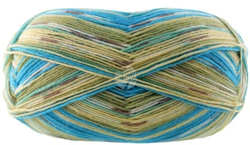 LANA GROSSA Meilenweit 100 Aktion | Sockenklassiker, bedruckt und waschmaschinenfest | Handstrickgarn aus 75% Schurwolle & 25% Polyamid | 100g Wolle zum Stricken & Häkeln | 420m Garn FB3001