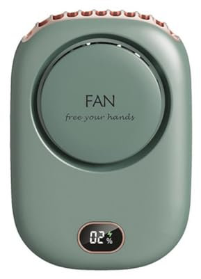 Ozkssdrnl Ventilador portátil de cuello colgante, mini ventilador portátil de 2000 mAh, funciona con pilas, recargable por USB, enfriador de aire de 3 velocidades, color verde