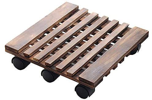 Holz mit feststellbaren Rollen für robuste Blumentöpfe im Garten/Balkon