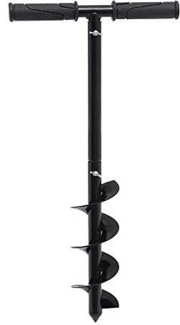 Manual Fence Post Auger, Spiral Post Hole Digger Tools, Non-slip Handle, Detachable, Spiral Drill Rapid Planter for Gardening Agriculture Ice Fishing, 30 x 60cm, Black