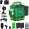 4 x 360° Laser Level - 16 Lines Green Laser Self Leveling, Horizontal & Vertical Cross Line Laser Spirit Level for Indoor Outdoor, with Battery, Remote Controller,Charger