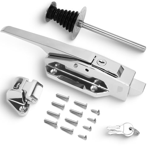 Heavy Duty Walk-in Cooler Door Closer Complete Latch Kit, Freezer Doors Handle with Release Handle for Freezer, Container, Warehouse and Oven, Offset -1/8 in to 1/4 in(Flush)