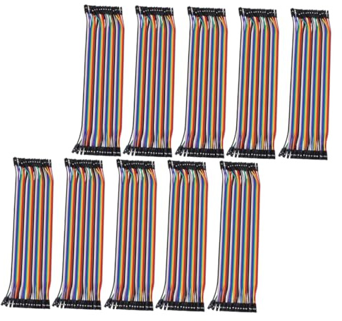 Didiseaon 10Pcs Multicolored Ribbon Jumper Wires Solderless Breadboard Cable for Electronic Projects Male to Female Connectors for Prototyping and DIY Circuit Designs