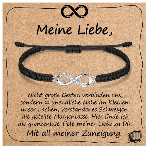 Unendlichkeits Armband für Frauen Mädchen Geschenk mit Segenskarte | 925 Sterling Silber, Cubic Zirkonia & Geflochtene Kordel | Liebe Geschenk für Geburtstags, Motivations, Weihnachtstag, Muttertag