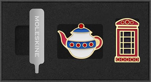 Moleskine Country Themed Pins, Teapot and Telephone Booth Set, United Kingdom, for Notebooks and Planners, Decorative Accessories and Gift Idea