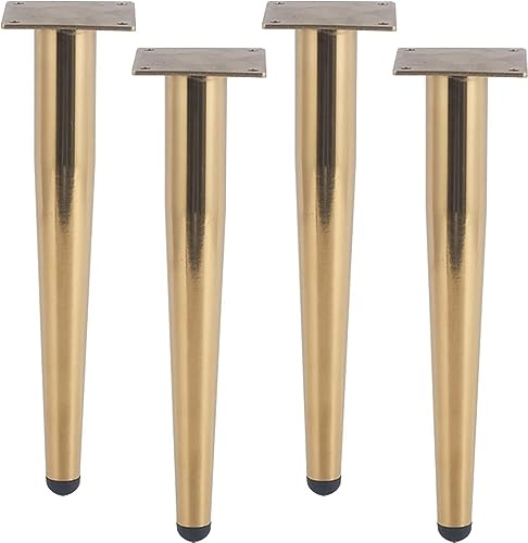 HynJGih 4 Stück Möbelbeine, goldene Tischbeine, konische Metall-Möbelstützbeine, rutschfeste Beine mit Schraube(12cm)