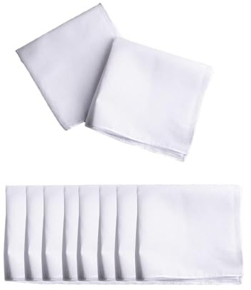 drburpily 10er Set weiche Baumwolltaschentücher, 10 reinweiße, handgefärbte Taschentücher zum Selberfärben, ideal für Bastelarbeiten, Kostümdekoration und Brautpartys.