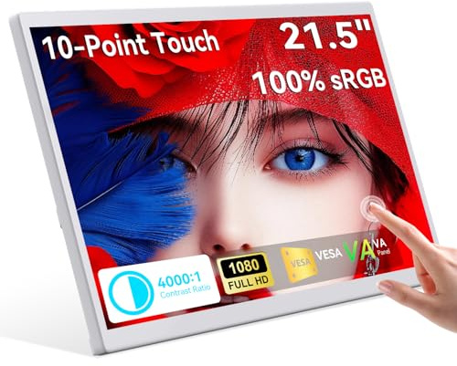 Monitor Touchscreen, 21.5 Pollici Schermo Computer 1080p con Supporto VESA | Portatile Display PC, 75 Hz, DC, HDMI e USB-C per Smartphone e Telefoni