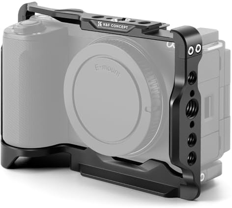 K&F CONCEPT ZV-E10 II Cage compatible with Sony ZV-E10 II with Cold Shoe | with Arri Locating Pin Arca-Swiss Plate 1/4 3/8 Threaded Holes for Mic Light Monitor, Vlog Filming Rig for Content Creators