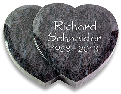 Grabplatte, Grabstein, Grabherz, Urnengrabstein Amoureux 40 x 30 x 7 cm Orion-Granit, poliert inkl. Gravur (Ohne Ornament)