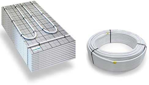 Warmwasser Tackerplatte Fußbodenheizung HoWaTech TAC Komplett Set 5/10m² Dämmplatte 20mm EPS WLG 045 DES ohne Regelung, Heizfläche:10.00m²