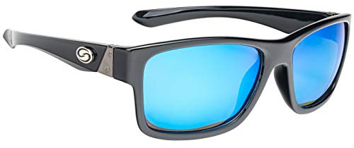 Strike King Sonnenbrille für Angler SK Pro Sunglasses, Modell:blau verspiegelte Gläser/schwarzer Rahmen