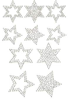 Oblique Unique® 10 Stern Sticker Strass Steine zum Verzieren Aufkleben für Weihnachten Rot Silber Gold oder Grün - Farbe Wählbar (Silber)