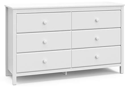 Storkcraft Alpine 6-Drawer Dresser (White) – GREENGUARD Gold Certified, White Dresser for Bedroom, Kids & Nursery Storage Drawers, Safety Interlocking Drawers, Pre-Installed Tracks, Kids Bedroom