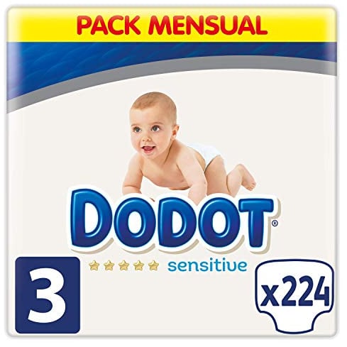 Dodot Pañales Bebé Sensitive, Talla 3 (6-10 kg), 224 Pañales + 1 Pack de 40 Toallitas Regalo de Aqua Plastic Free, Nº1 en Protección de la Piel deDodot, Pack Mensual