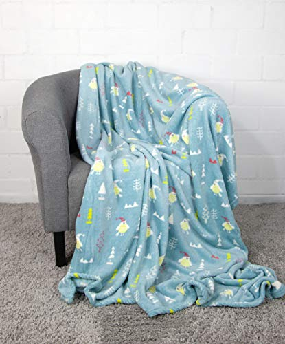jilda-tex Wohndecke Kuscheldecke Plüschdecke Decke Tagesdecke Soft Verschiedene Designs (Blue Winter)