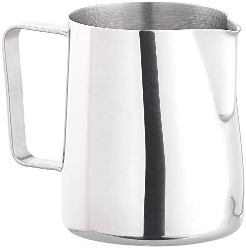 Cucina di Modena Milchkännchen Edelstahl: Edelstahl-Kännchen zum Aufschäumen von Milch, mit Mess-Skala, 350 ml (Aufschäum-Milchkännchen)