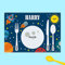 Dotty about Paper Personalised Kids Placemat - Rocket. Dinner Table Mat, Children, Wipeable, Cute, Bright, Pastel, Colourful, Children, Dinnertime, Fun Design, Durable.