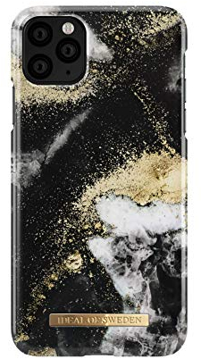 IDEAL OF SWEDEN Bedruckte Handyhülle Muster, schützende Abdeckung aus Hartplastik mit Mikrofaserfutter für das iPhone. Kompatibel mit iPhone 11 Pro Max und iPhone XS Max (Black Galaxy Marble)