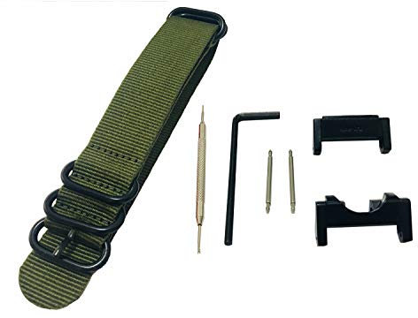 Richie strap 22 mm 5-Ring-Nylon-Uhrenarmband GWG1000, Metall-Adapter-Set für Casio GShock G-Shock GWG-1000, grün, Armband