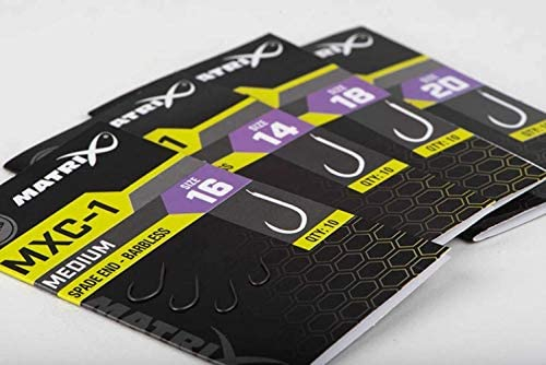 Matrix MXC-1 Size 20 Barbless Spade End Super Sharp PTFE Coated Hooks for Pellets Corn Maggots Meat