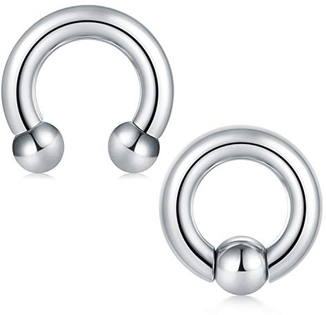 AceFun PA Ring Piercing Innengewinde Kreisförmige Hanteln Hufeisen und Spring Action Captive Perlenring CBR 6G Chirurgischer Stahl Körper Piercing Schmuck 2er-Set