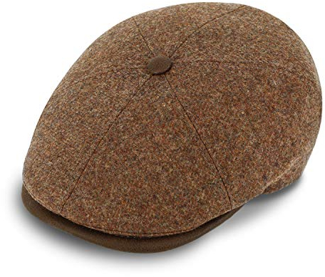 fiebig Barra 6-Panel Cap | Schirmmütze aus 100% Schurwolle | Gatsby Kappe mit Schirm Made in Italy (58-L, Cognac)