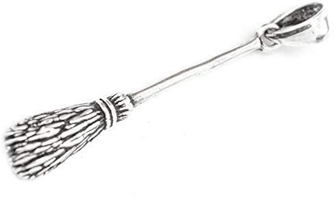 Windalf Hexenschmuck Silber Anhänger BROOMY 3.8 cm Hexen-Besen 925 Sterlingsilber