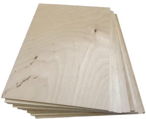 Paquete de 10 hojas de madera contrachapada de abedul de 3 mm de 300 x 210 x 3 mm (A4 aprox.)
