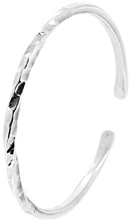 Treasure Bay Damen Silber Armreif Armband Klassisch gedreht gehämmert 925 Sterling Silber, 19,5 cm, Silber