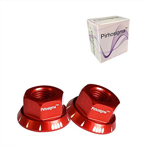 Pirhosigma Red 2 x M10 Bike Wheel Hub Axle Nuts 7075 Aluminum Bicycle Chromed Skewer Bolt Screw Nut Road MTB Replacement