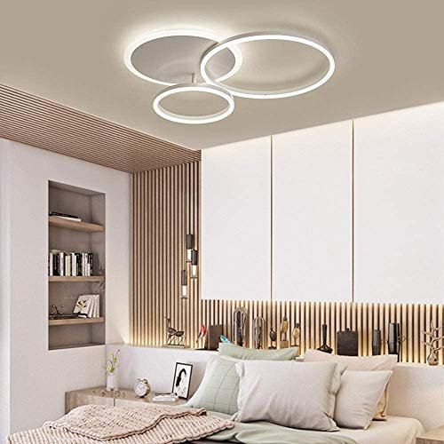 A.1.Coo LED Deckenleuchte Wohnzimmerlampe Ring Design Metall Deckenlampe Mit Fernbedienung Dimmbar Acryl Deckenbeleuchtung Kinderzimmer Lampe Esszimmer Schlafzimmerlampe Bad Flur,Weiß,3 Ringe