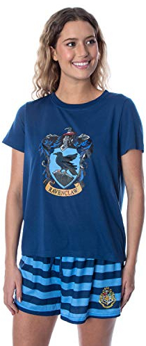 Harry Potter Damen Hogwarts Castle Shirt und Shorts Nachtw sche Pyjama Set - alle 4 H user erh ltlich, Ravenclaw, S