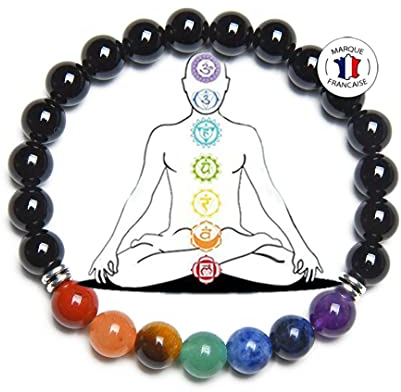 Attraction Zen 7 CHAKREN ARMBAND | ECHTES 8mm NATURSTEIN | KOSTENLOSE EBOOKS DEUTSCH | HANDGEFERTIGT | Schmuck für Damen und Herren | ALLE STEINE IN UNSEREN ARMBÄNDERN SIND NATÜRLICH. (ONYX)