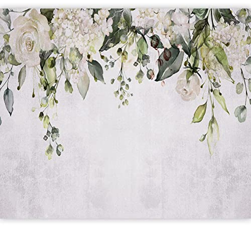 murando Fototapete selbstklebend Blumen 343x256cm Foto Tapete Tapetenfolie Möbelfolie Wandverkleidung Wandtapete Motivtapeten Bildtapete Wohnzimmer 3d Effekt Modern Blätter Rose Natur wie gemalt