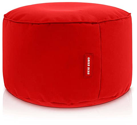 Green Bean Sitzsack-Hocker 25x45cm mit EPS-Perlen Füllung - Fußhocker Fußkissen Sitz-Pouf für Sitzsäcke - Bodenkissen für Kinder und Erwachsene - Fußablage Sitzkissen Sitzhocker Rot