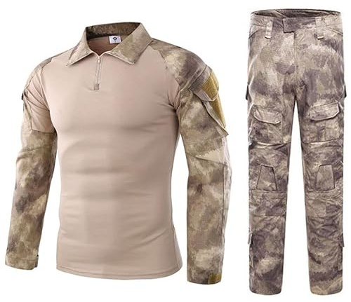 Czen Herren Militär Hemden Langarm Shirts Hosenanzüge Airsoft BDU Shirt Paintball Camouflage Outfit (FxH, L)