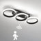 LED Deckenlampe mit Bewegungsmelder 30W Innen Flur Deckenleuchte mit Sensor Moderne Ring Deckenbeleuchtung für Treppe Wohnzimmer Balkon Küche Garage Veranda BüRo Sensorlampe, Schwarz (6000K)