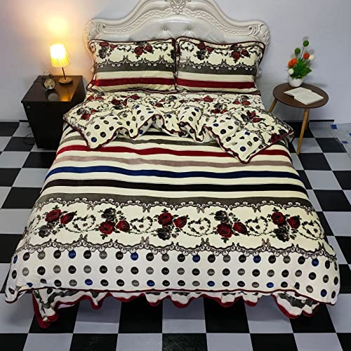 MAHPKYZ WeihnachtsbettwäSche,Luxus-PlüSch-Bettbezug-Set, Samt-BettwäSche-Set, Luxus-Blumen-King-Size-Bettbezug, Fleece-Bettbezug-BettwäSche-Set,Junge MäDchen Mutter Geschenk