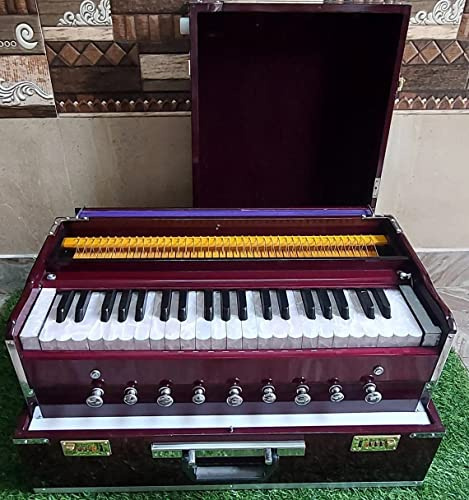 Krisha Krafts - Tragbare faltbare Harmonie aus Holz, 3,5 Oktaven, 9 Kappen, mit Koppler, Qualitätsprodukt (Made in Indien), violett