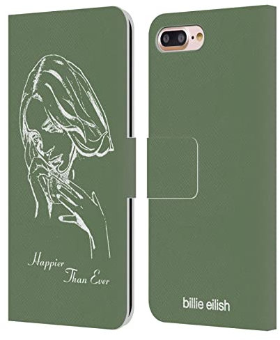 Head Case Designs Officially Licensed Billie Eilish Album Stencil Green Happier Than Ever Leather Wallet Case Compatible With Apple iPhone 7 Plus/iPhone 8 Plus