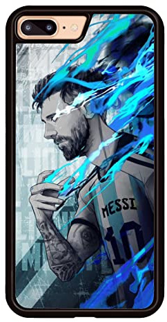 Coole Fußball-Handyhülle, Fußball-Schutzhülle für iPhone 7 Plus/8 Plus, rutschfestes Musterdesign und Stoßdämpfung, weiches Silikagel-Rahmen, schwarze Handyhülle für Teenager, Mädchen und Jungen