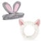 2 Stück Haarband Kosmetik Hasenohren Katzenohren, FUKPO Make Up Stirnbänder Dusche Haarband Waschen Gesicht Kosmetisches Stirnband, Elastische Korallen Fleece Haarbänder Damen Yoga Sport Spa Beauty