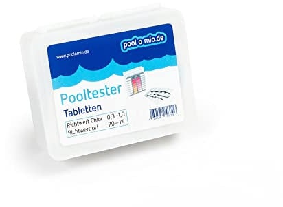 poolomio® Wassertestgerät zur exakten Messung von freiem Chlor- und pH-Wert - Pooltester inkl. 20 DPD1 und 20 Phenol Red Testtabletten - einfache Anwendung
