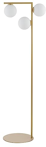 Licht-Erlebnisse Moderne Stehlampe SLONK Stahl Glas Kugel in Gold Weiß 150cm G9 3-flammige Wohnzimmer Stehleuchte