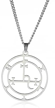 EUEAVAN Siegel der Lilith Halskette für Frauen Männer Hecate Gothic Lilith Göttin Siegel Anhänger Halskette Luzifers Zeichen Mythologie Pagan Schmuck Geschenk (Lilith silber)