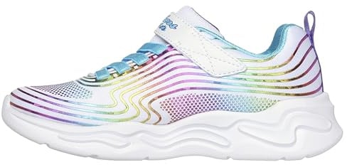 Skechers Girl's Mädchen Sneaker, White Textile Multi Trim, 33 EU